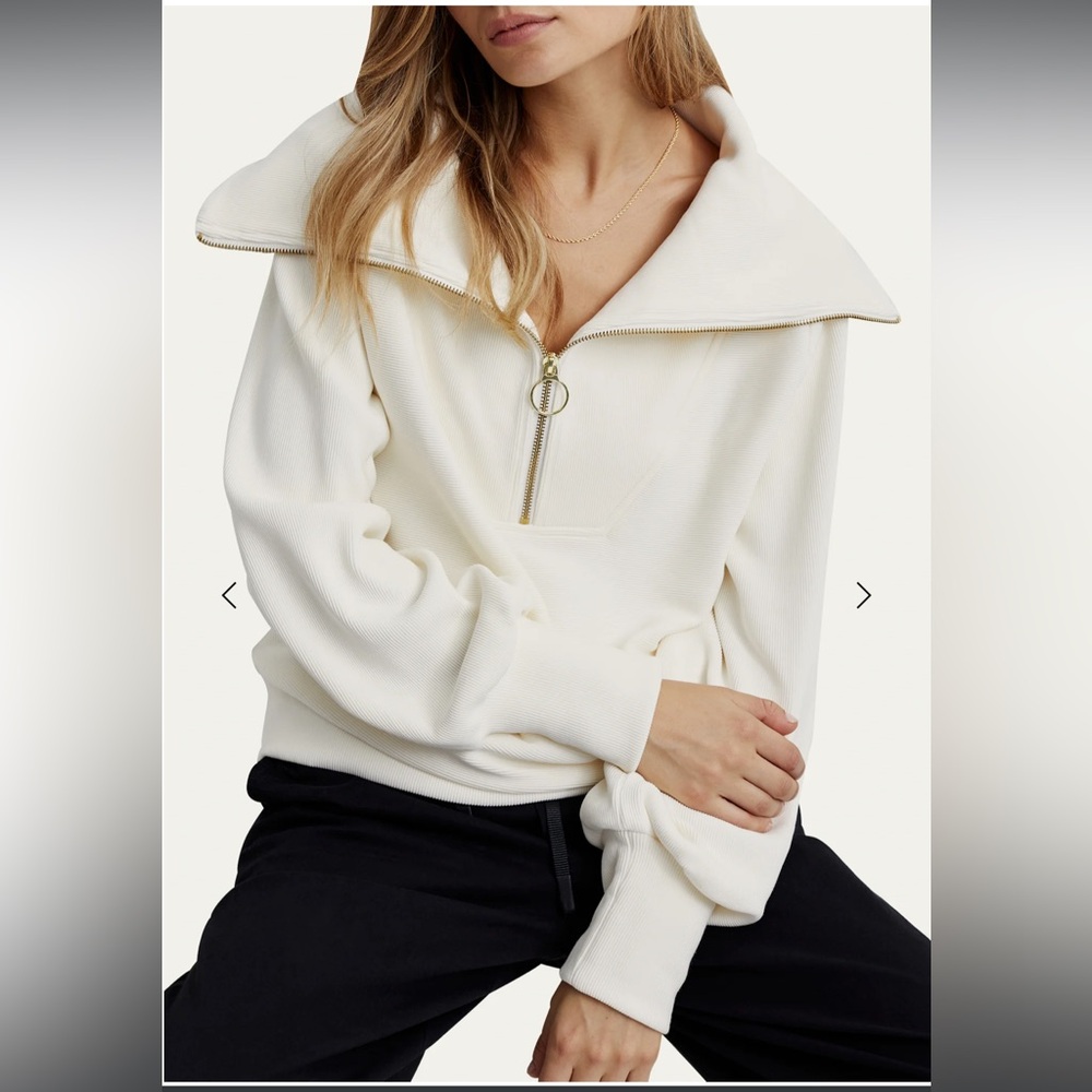 Women’s XL Varley Vine Oversized 1/2-Zip Pullover Sweatshirt in ivory